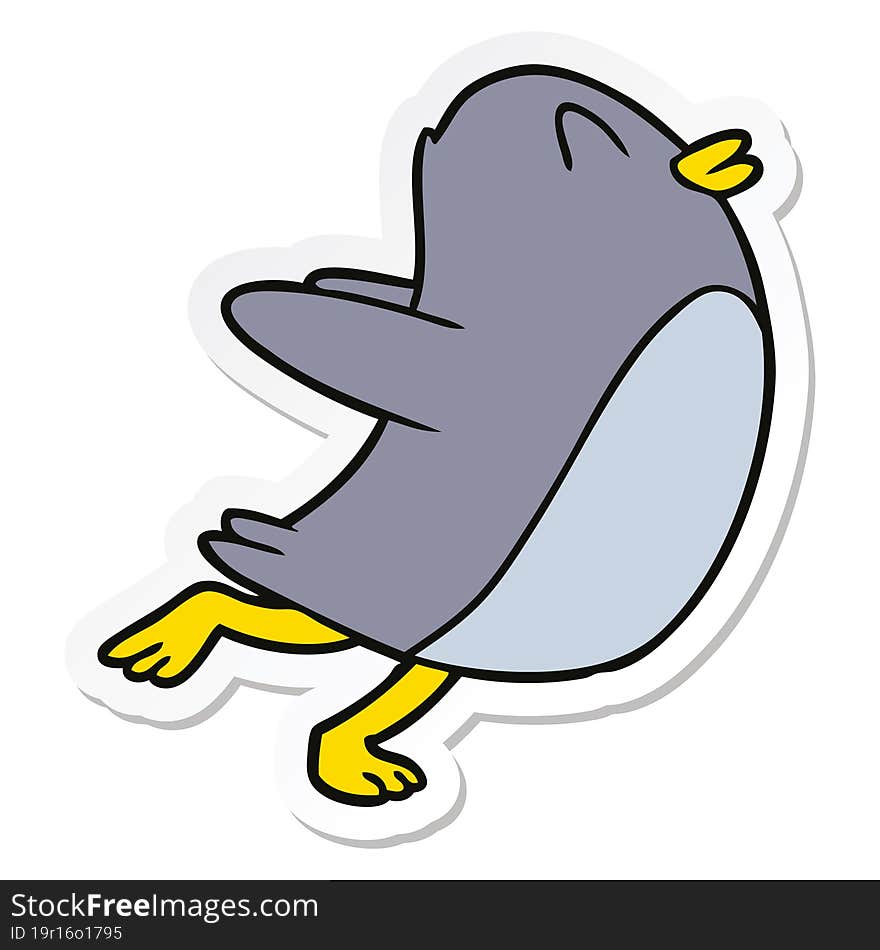 Sticker Of A Penguin Jumping