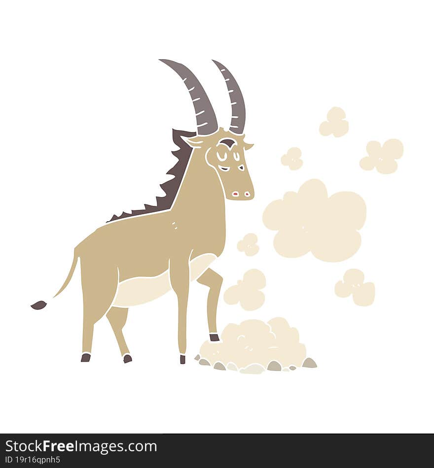 Flat Color Illustration Of A Cartoon Antelope