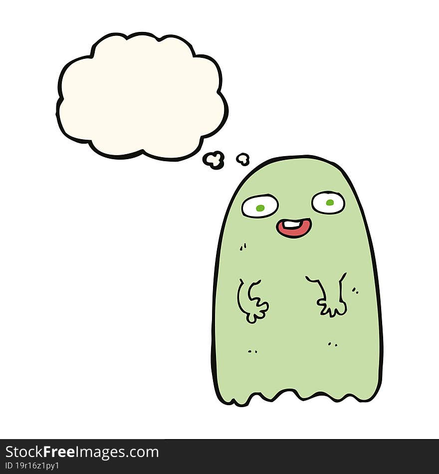 Funny Cartoon Ghost With Thought Bubble