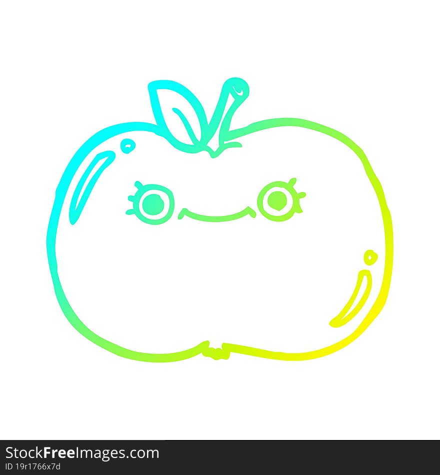 Cold Gradient Line Drawing Cute Cartoon Apple