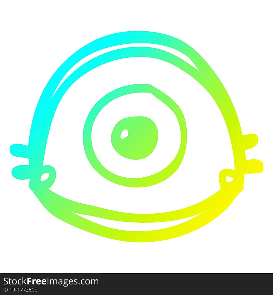 cold gradient line drawing of a cartoon blue eye