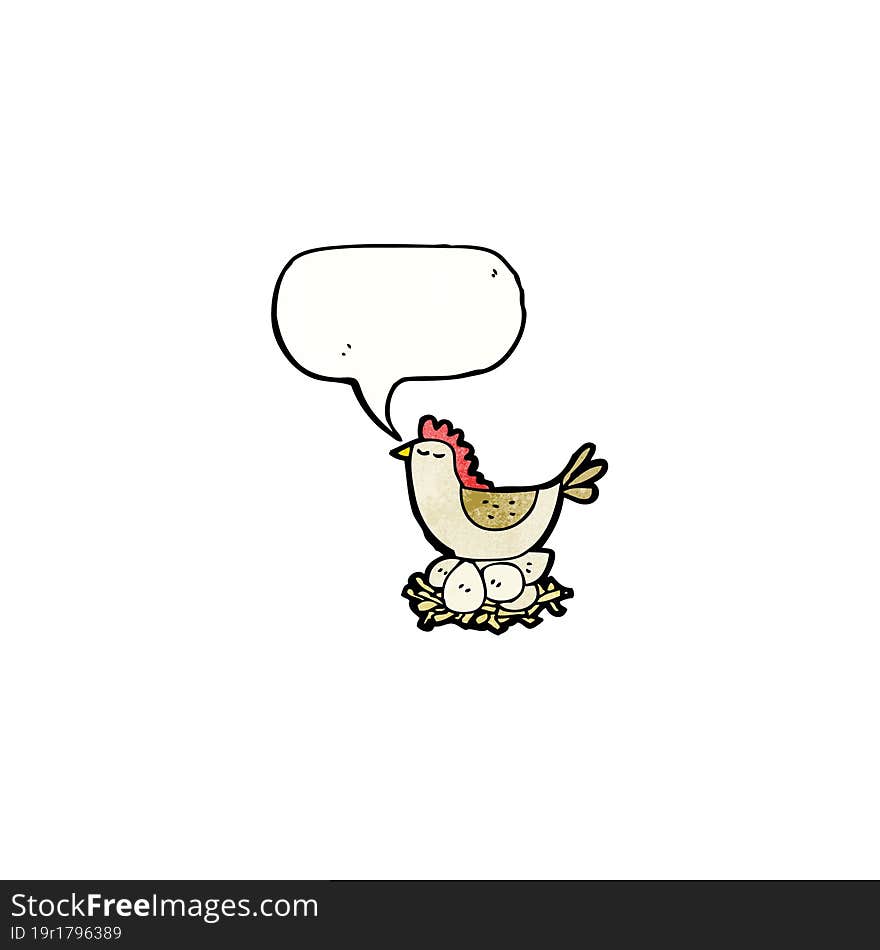 cartoon chicken roosting on eggs