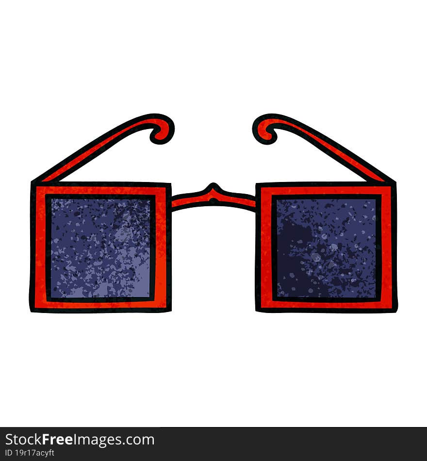 retro grunge texture cartoon of a xray glasses