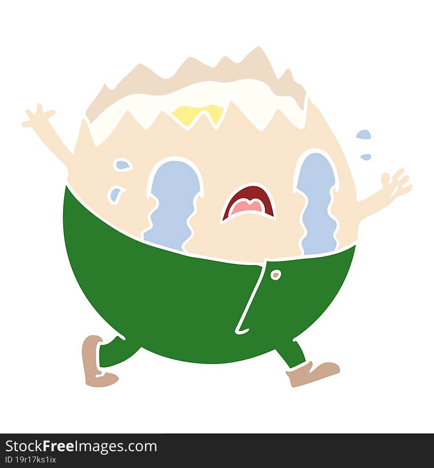 humpty dumpty flat color style cartoon egg man crying