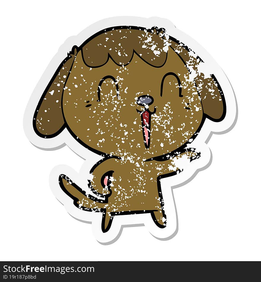 Distressed Sticker Of A Cartoon Dog