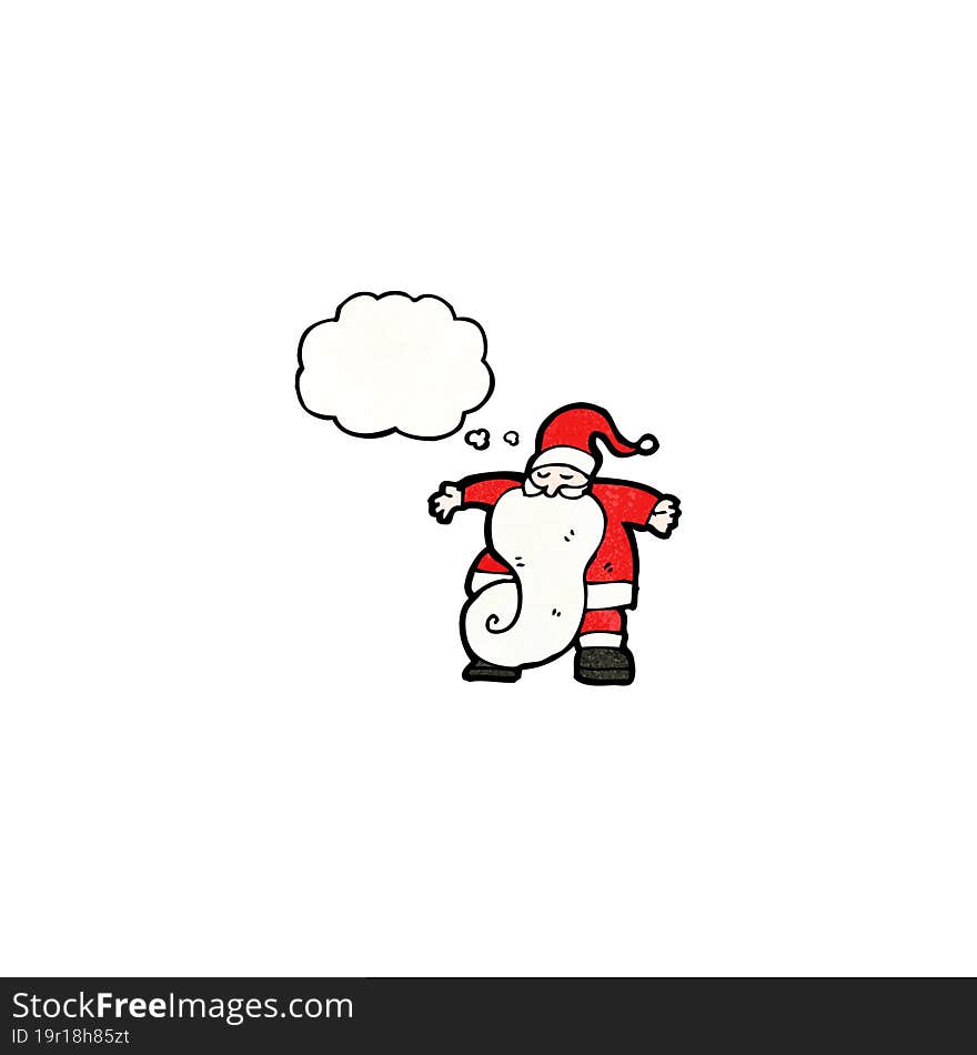 cartoon santa with thought bubble