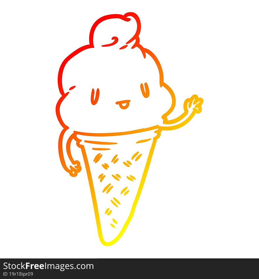 warm gradient line drawing cute ice cream