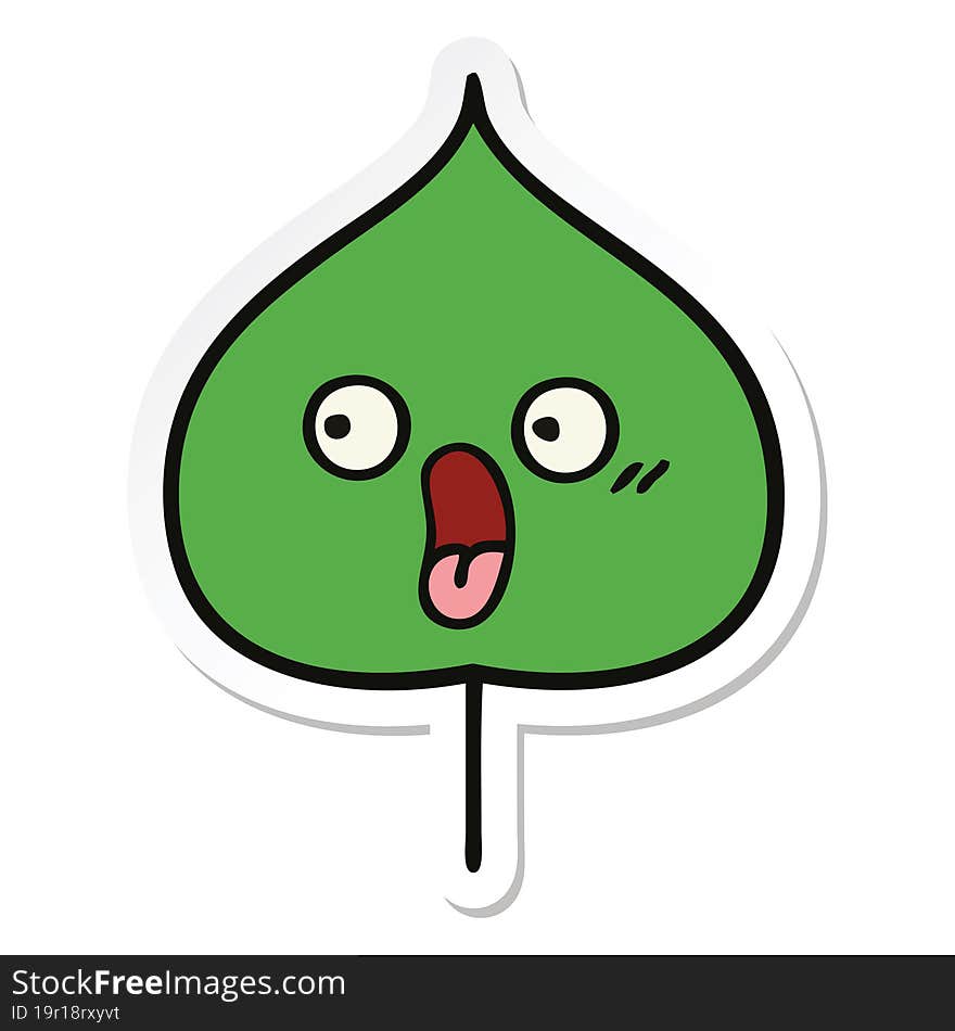 sticker of a cute cartoon expressional leaf