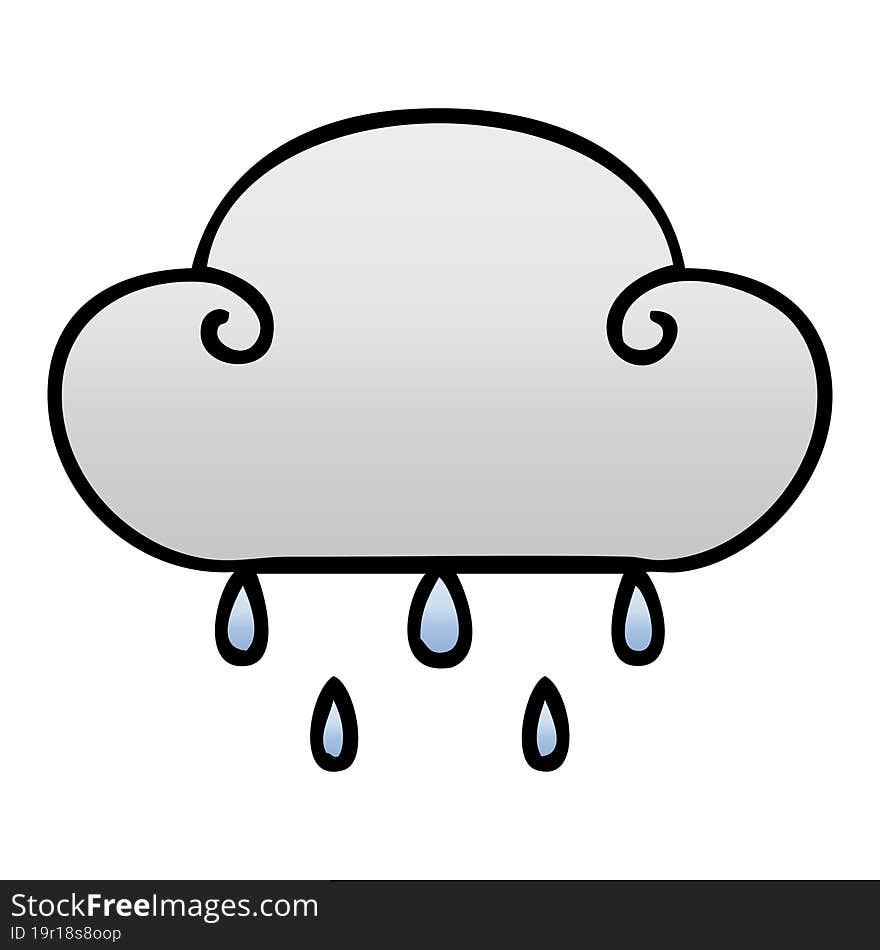 Quirky Gradient Shaded Cartoon Rain Cloud