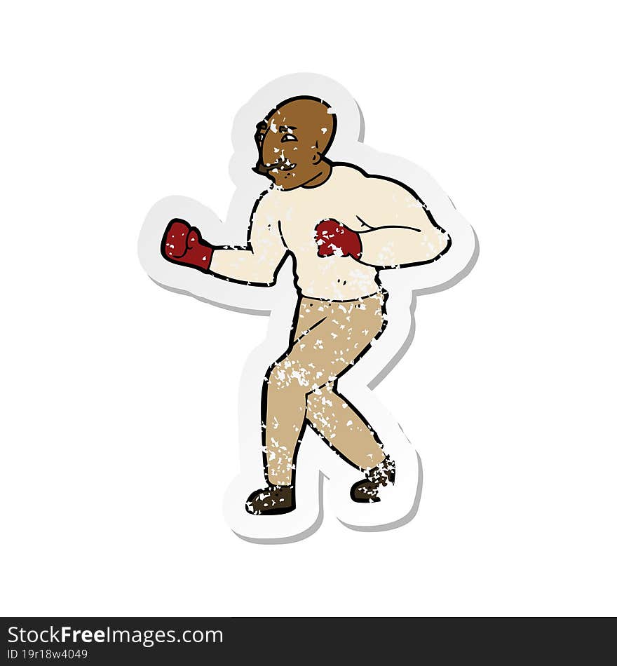 retro distressed sticker of a cartoon boxer