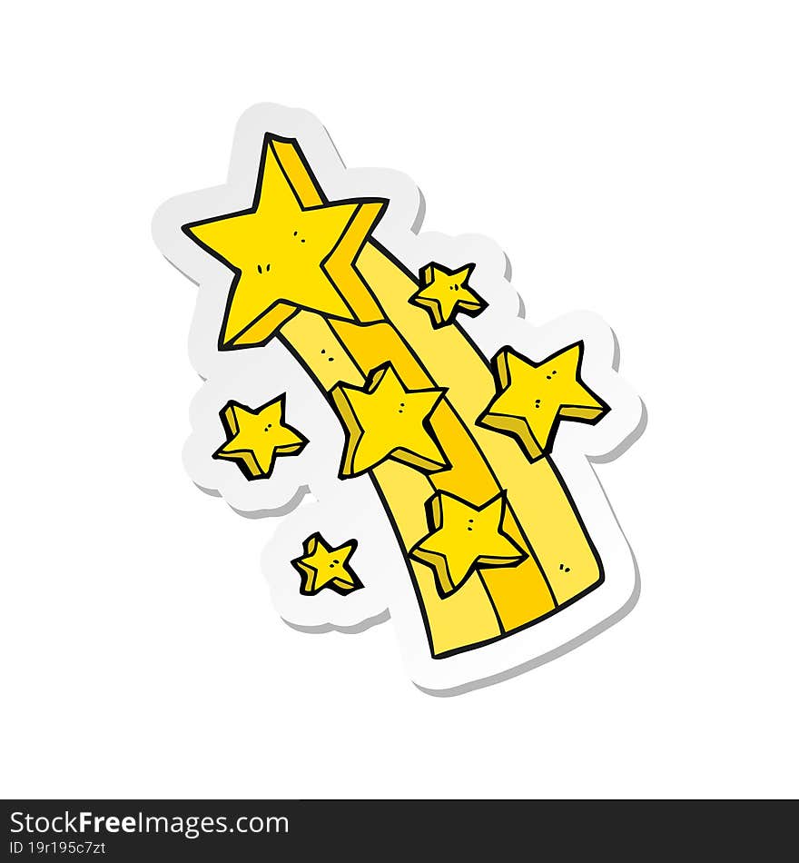 Sticker Of A Cartoon Shooting Star