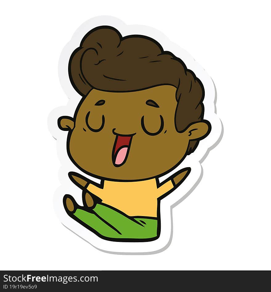 sticker of a happy cartoon man