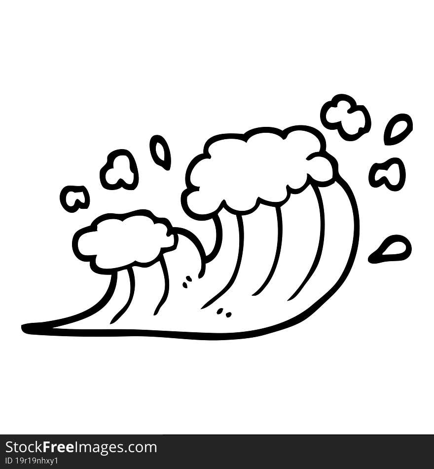 Black And White Cartoon Wave Crashing