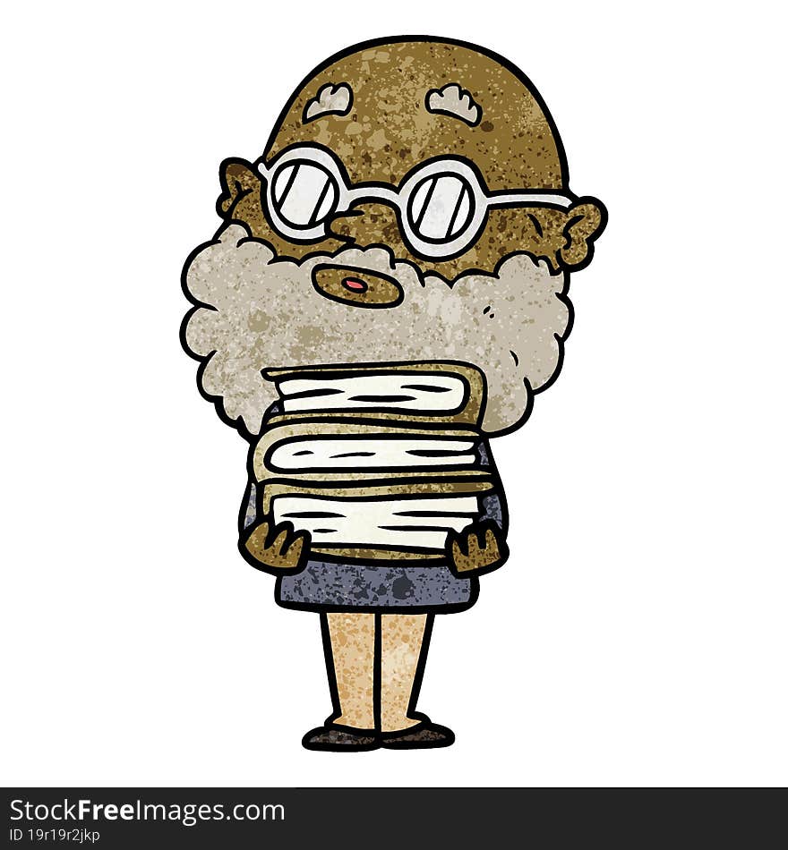 cartoon curious man with beard and glasses. cartoon curious man with beard and glasses