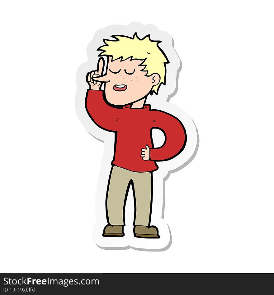 sticker of a cartoon man with idea