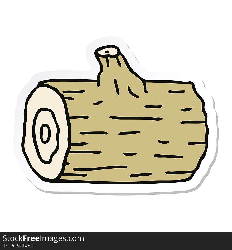 sticker of a quirky hand drawn cartoon wooden log