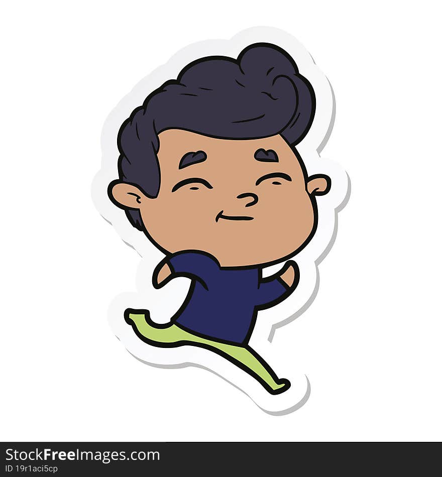 sticker of a running cartoon man