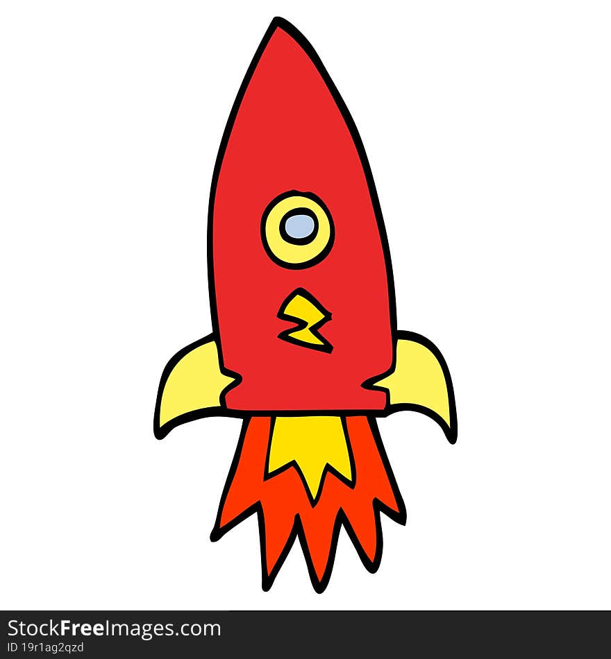 cartoon doodle space rocket