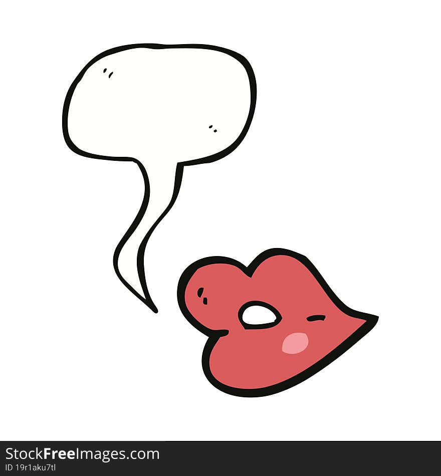 Cartoon Lips With Speech Bubble