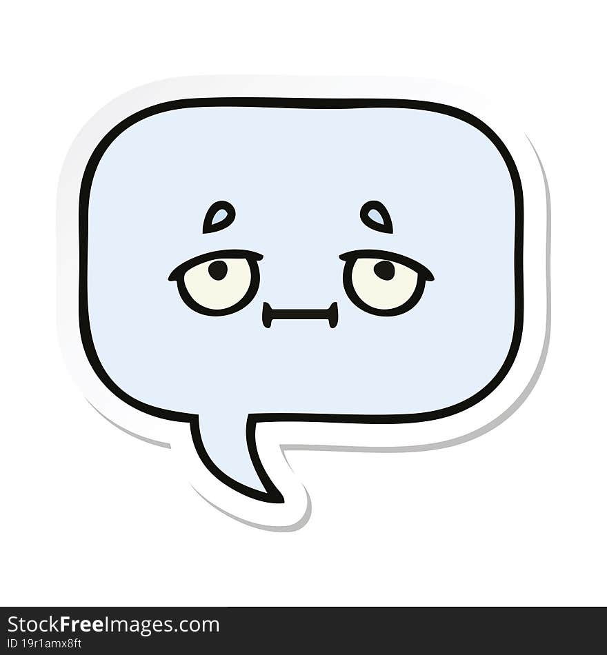 sticker of a cute cartoon speech bubble