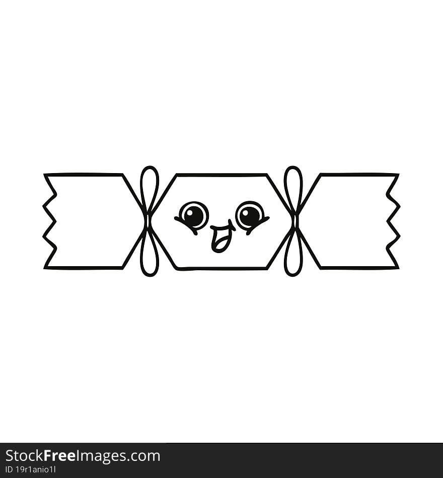 line drawing cartoon christmas cracker