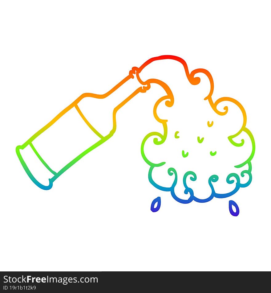 Rainbow Gradient Line Drawing Cartoon Beer Pouring