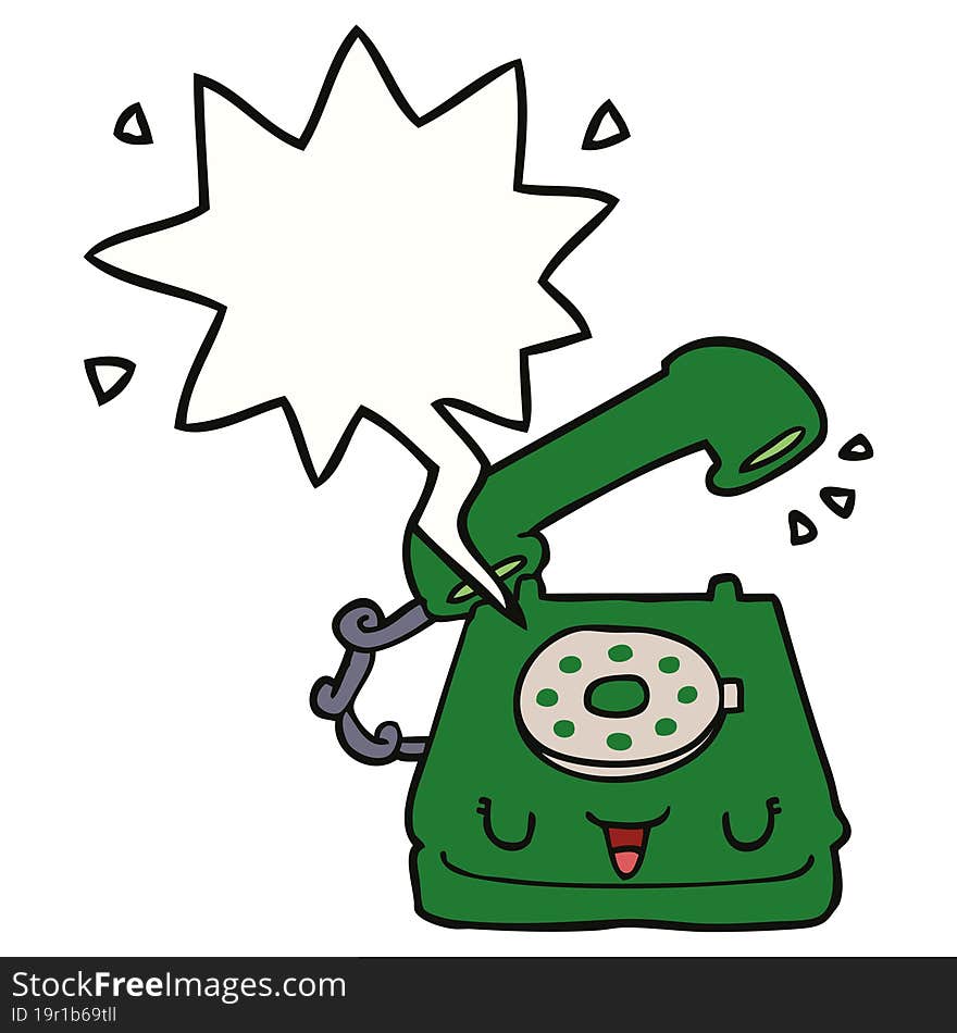 cute cartoon telephone and speech bubble