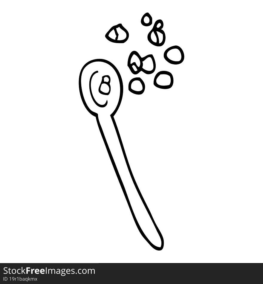 line drawing cartoon cereal on a spoon