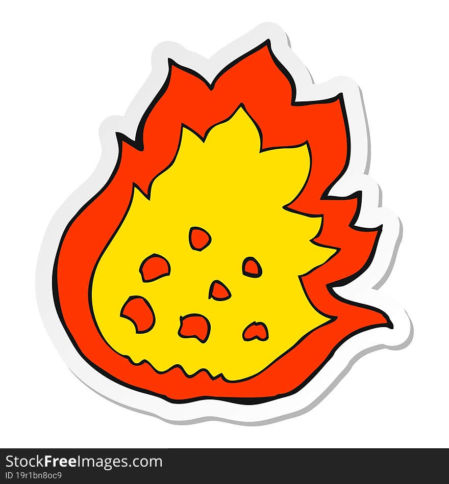 Sticker Of A Cartoon Burning Fire