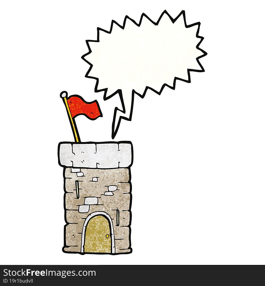freehand speech bubble textured cartoon old castle tower