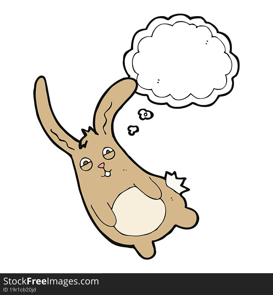 funny cartoon rabbit with thought bubble