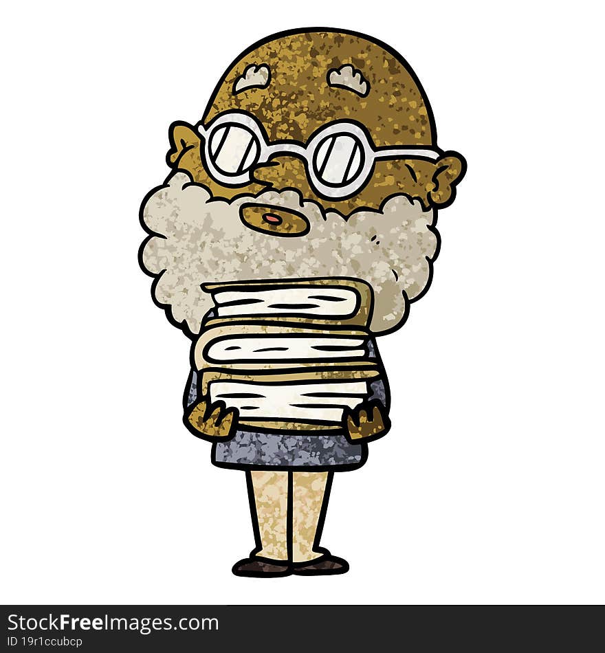 cartoon curious man with beard and glasses. cartoon curious man with beard and glasses