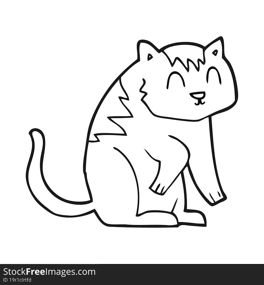 Black And White Cartoon Cat