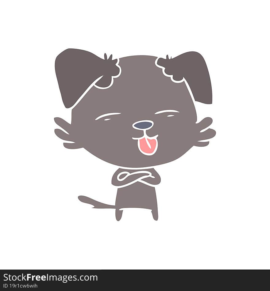 flat color style cartoon dog sticking out tongue