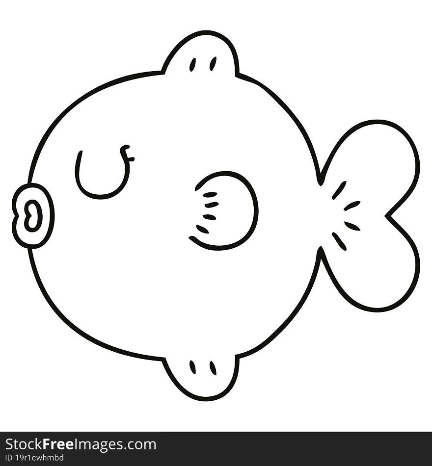 quirky line drawing cartoon fish