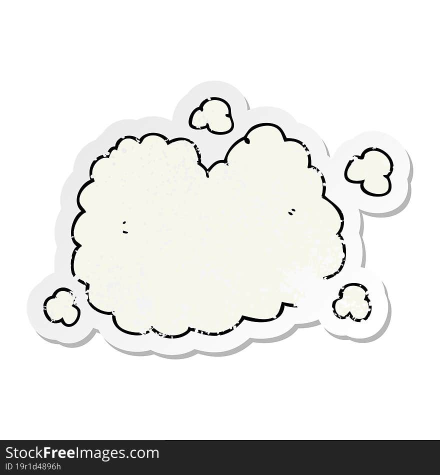 distressed sticker of a cartoon smoke cloud