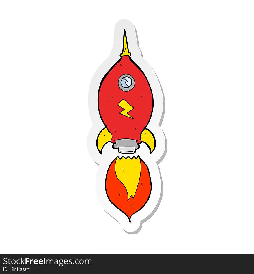 Sticker Of A Cartoon Spaceship