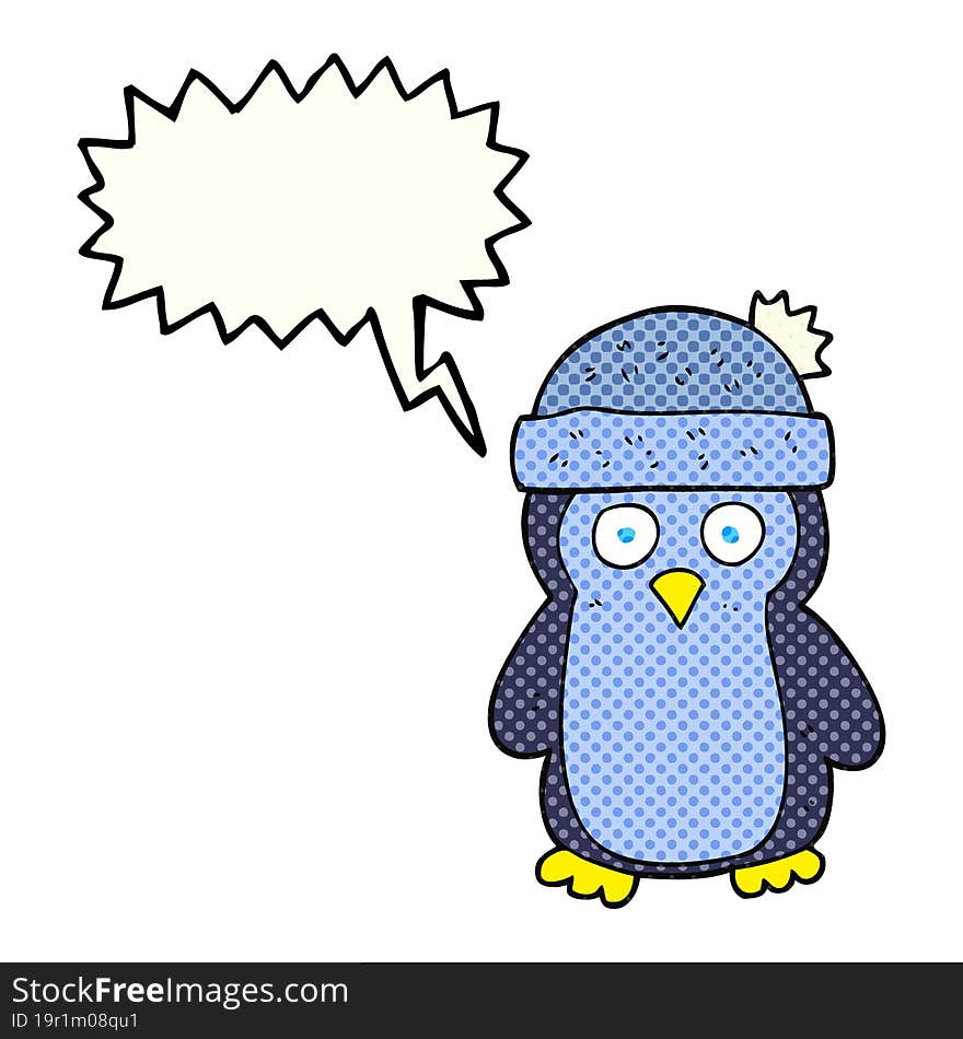 comic book speech bubble cartoon penguin