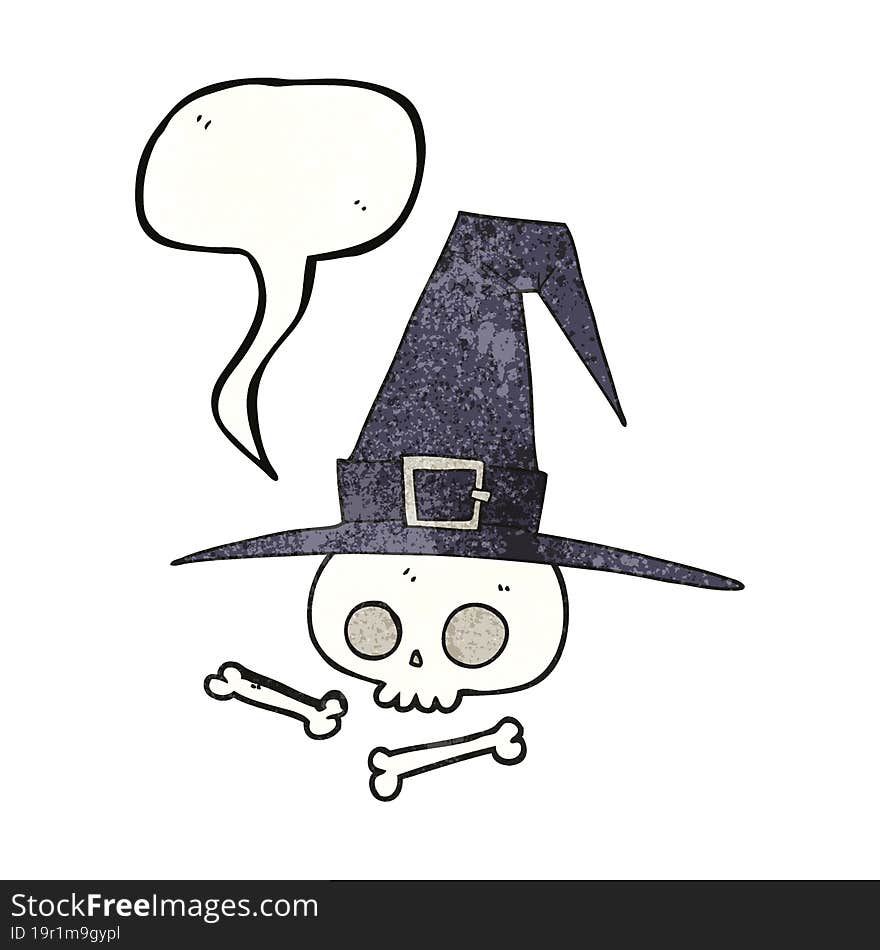 Speech Bubble Textured Cartoon Witch Hat With Skull