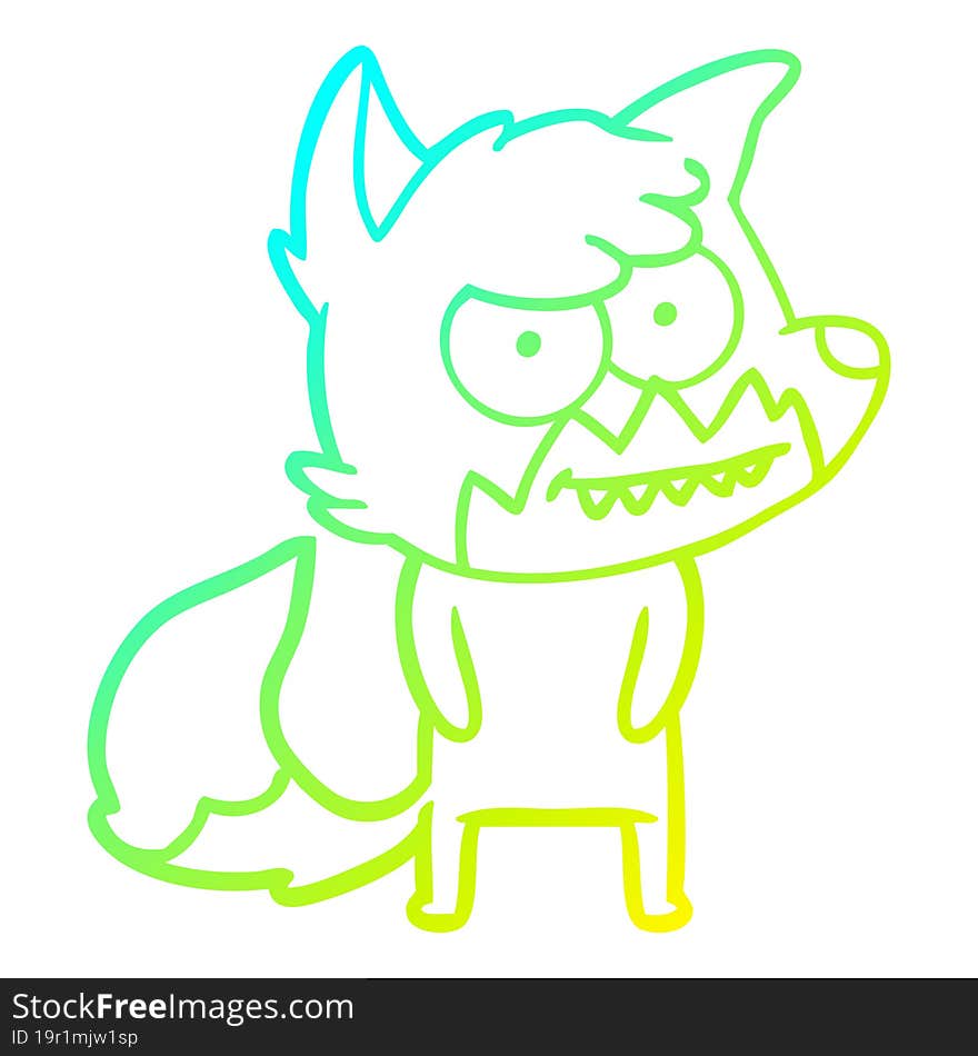 cold gradient line drawing cartoon grinning fox