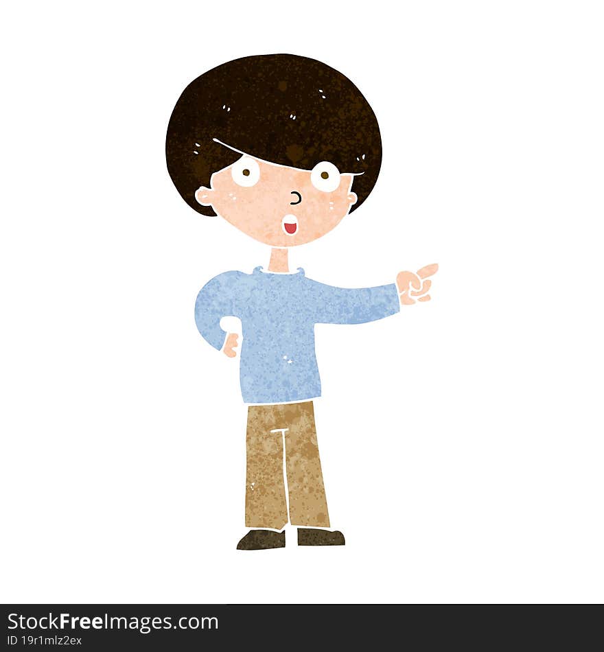 cartoon pointing boy