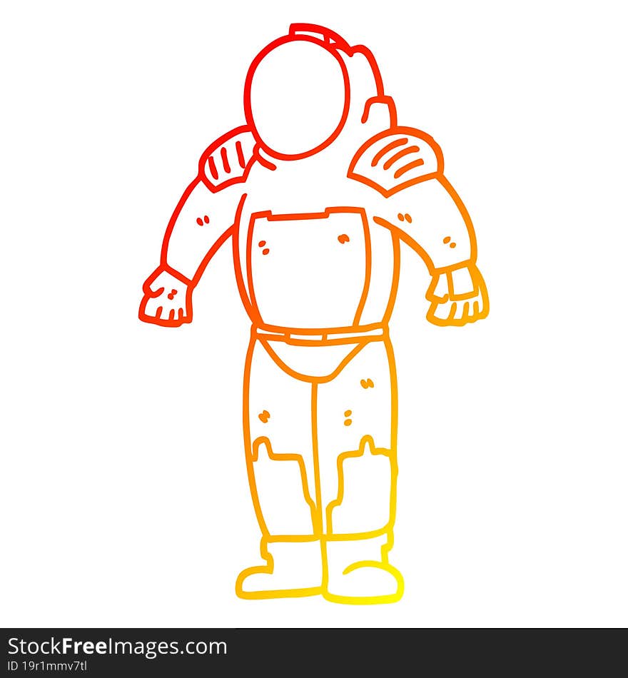 Warm Gradient Line Drawing Cartoon Space Man