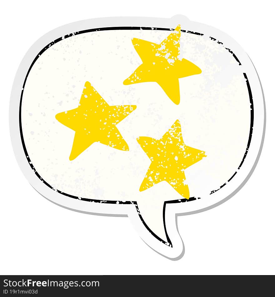 cartoon stars and speech bubble distressed sticker