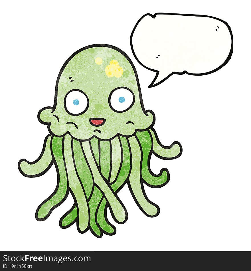 speech bubble textured cartoon octopus