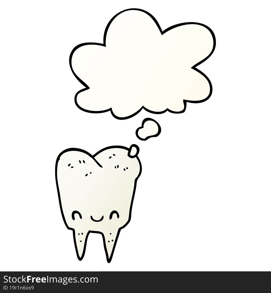 Cartoon Tooth And Thought Bubble In Smooth Gradient Style