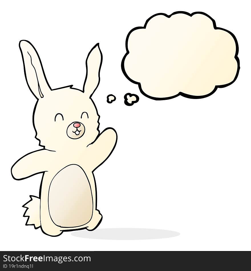 Cartoon Happy Rabbit With Thought Bubble