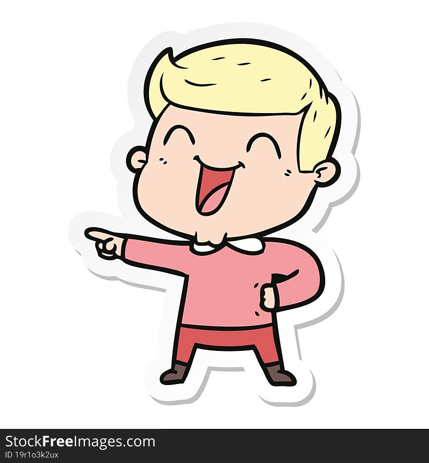 Sticker Of A Cartoon Man Laughing