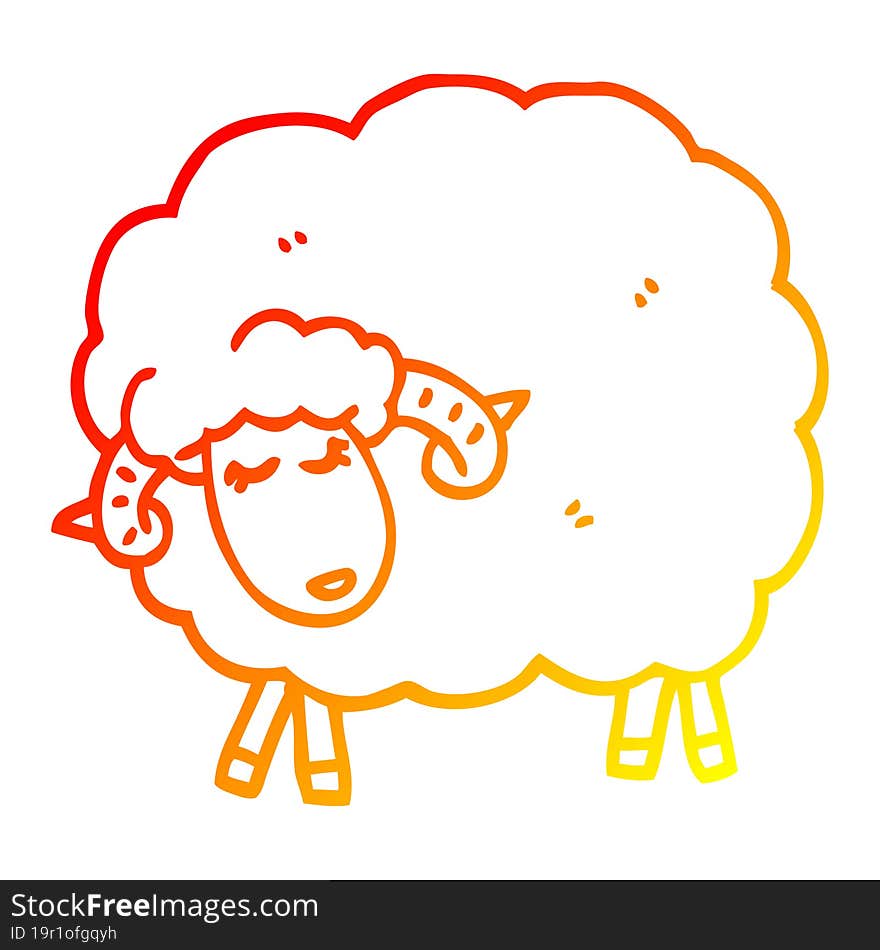 warm gradient line drawing cartoon black sheep