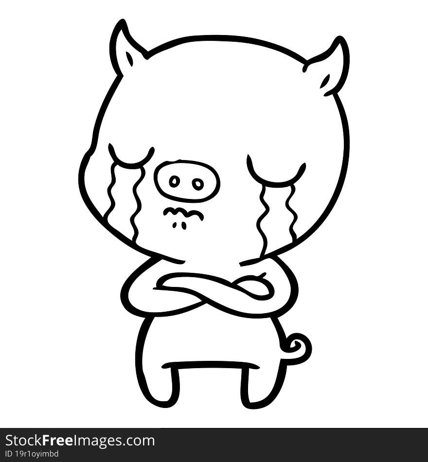 cartoon pig crying. cartoon pig crying