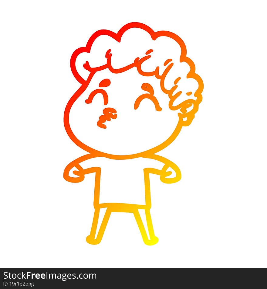 Warm Gradient Line Drawing Cartoon Man Pouting